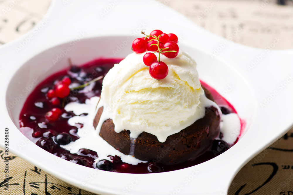 the chocolate fondant with ice cream the chocolate fondant with ice cream