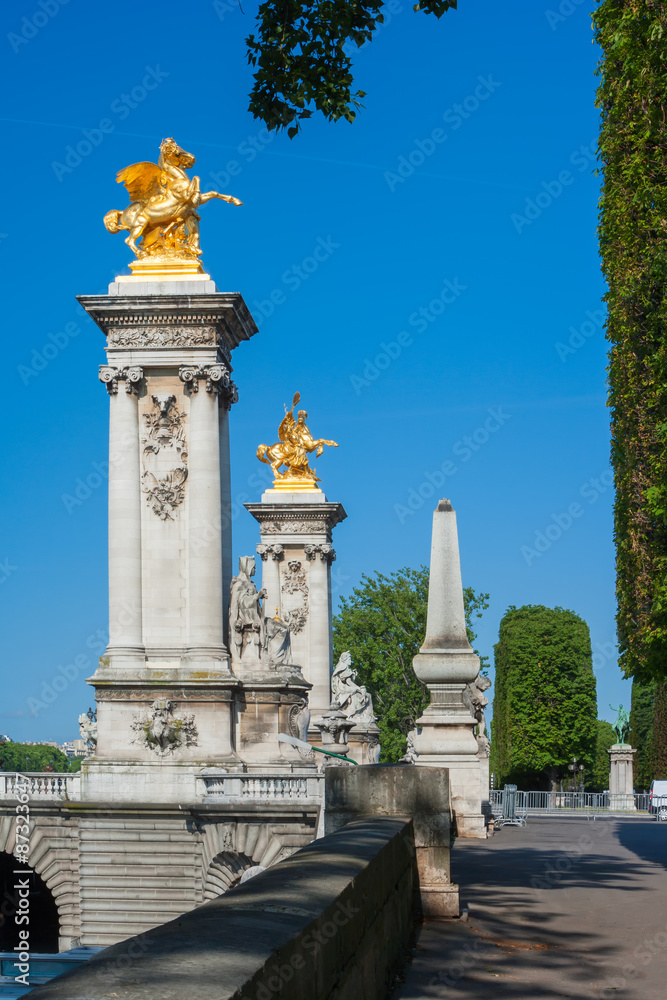 Bridge Entrance Pillars of the Pont Alexandre III, Paris France