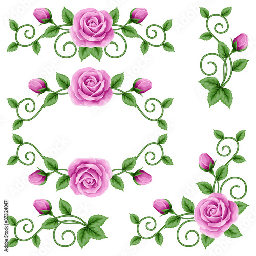 Set of floral design elements