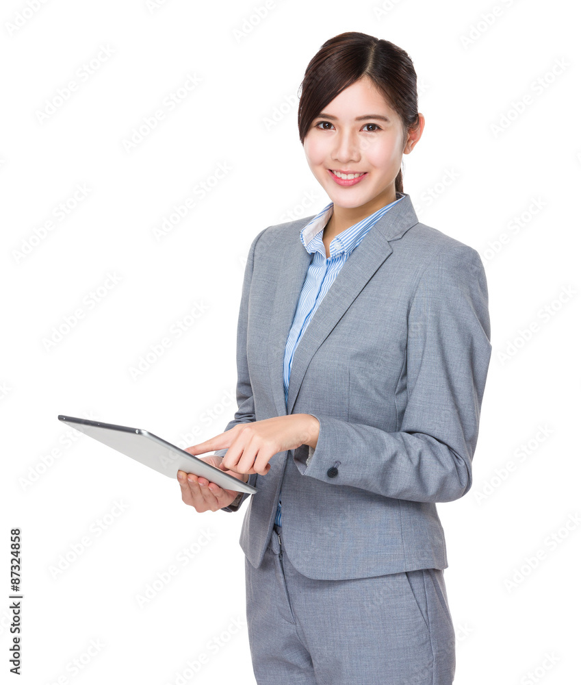 Asain businesswoman use of table pc Asain businesswoman use of table pc