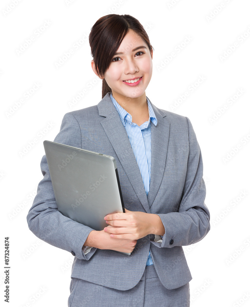 Young businesswoman hold with laptop computer Young businesswoman hold with laptop computer