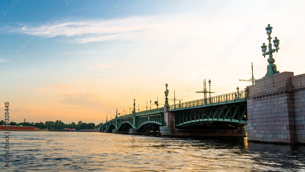 Troitsky bridge during sunrise