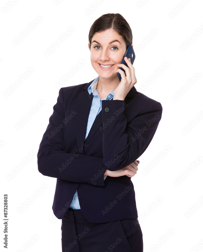 Confident Businesswoman talk to cellphone Confident Businesswoman talk to cellphone