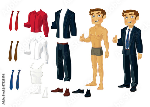 Businessman Doll-Dress with a set of business clothes in shades
