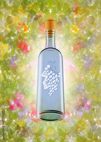 Wine bottle with colorful background