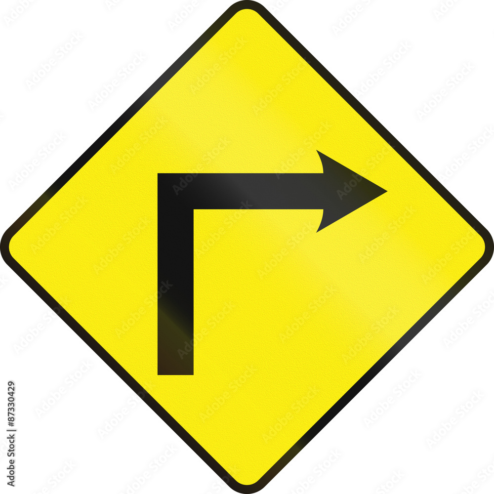 Irish road warning sign: Right curve ahead Irish road warning sign: Right curve ahead