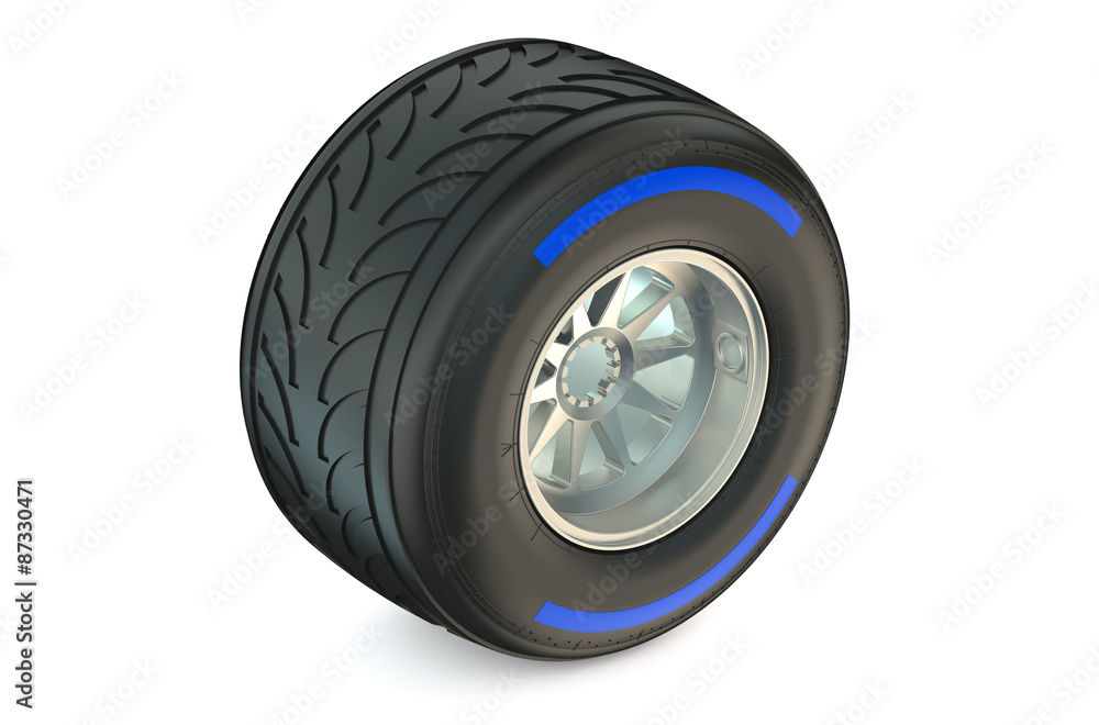 racing wheel with wet tyre racing wheel with wet tyre