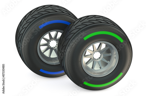racing wheels with wet tyres © alexlmx