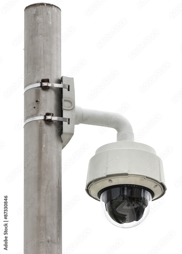 Security Camera CCTV On The Pole On White background. Security Camera CCTV On The Pole On White background.