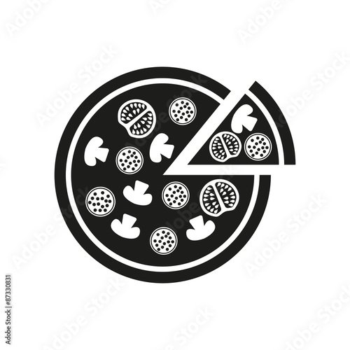 The pizza icon. Pizzeria and baking, fast food symbol. Flat