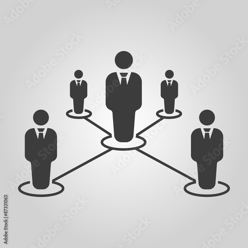 The teamwork icon. Leadership and connection, business teams symbol. Flat