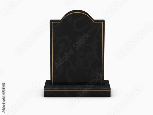 Black marbel gravestone on white background 