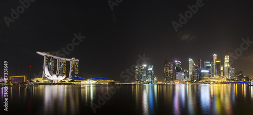 Panorama of Singapore skyline of marina bay in Singapore at nigh