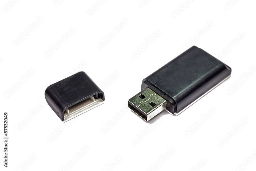 External USB multi card reader isolated on white External USB multi card reader isolated on white