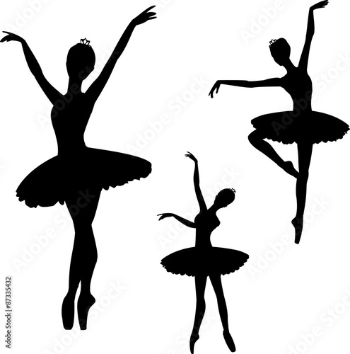 Ballerinas silhouettes set, isolated on white