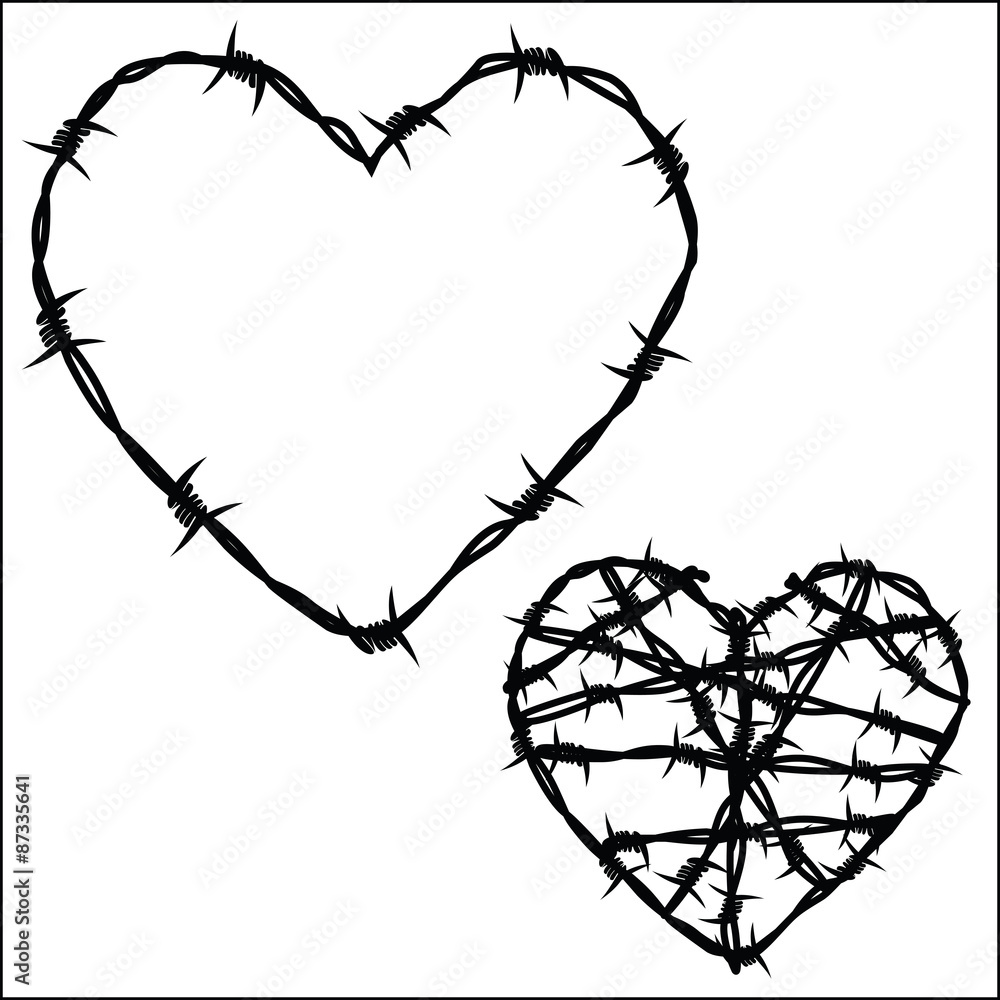 Heart of barbed wire - obrazy, fototapety, plakaty 