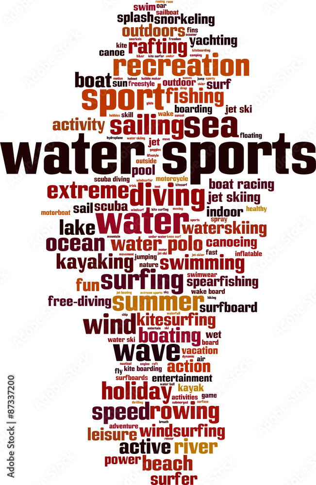 Obraz premium Water sports word cloud concept. Vector illustration