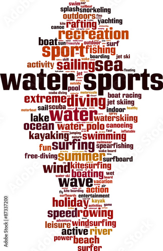 Water sports word cloud concept. Vector illustration