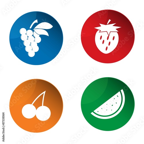 Fruit icon. Grape icon. Strawberry icon. Cherry icon. Watermelon