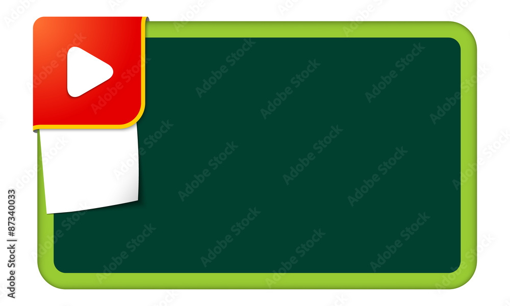 Abstract frame for your text with red corner and play symbol