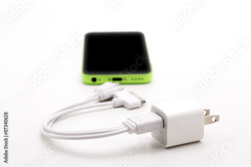 Different usb charging plugs on a white background