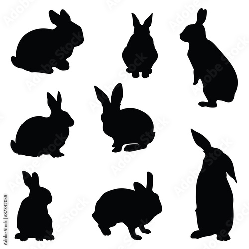 rabbit silhouette illustration set