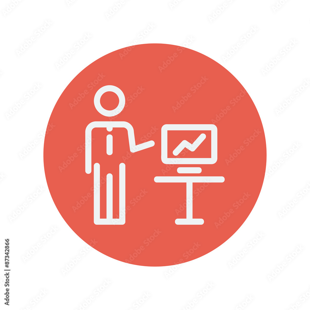 Businessman presentation thin line icon Businessman presentation thin line icon