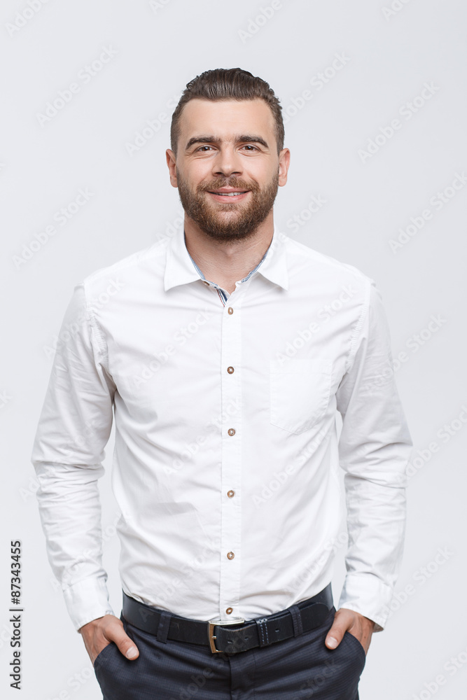 Man with beard standing on isolated background Man with beard standing on isolated background
