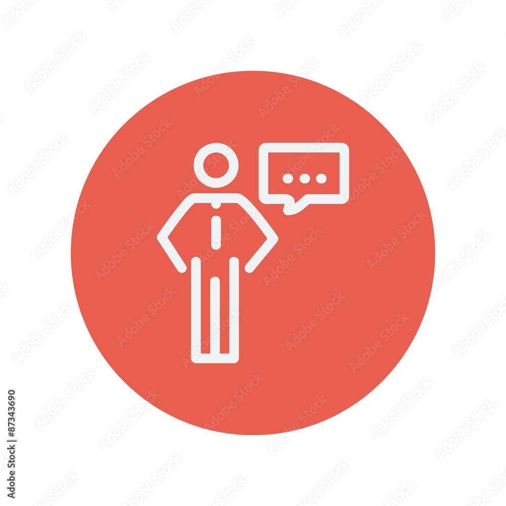 Businessman with speech bubble thin line icon Businessman with speech bubble thin line icon