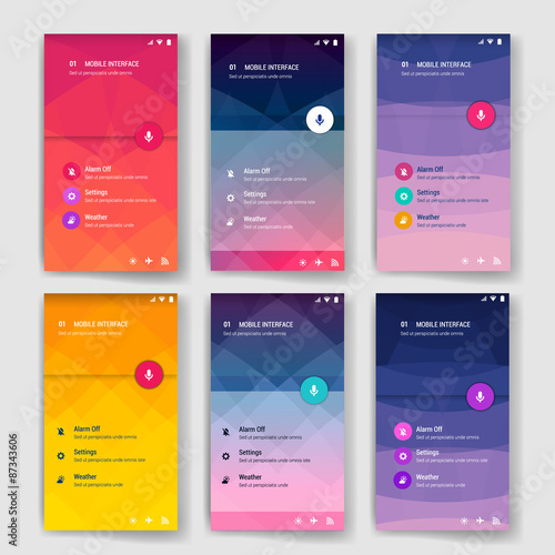 Modern user interface screen template for mobile smart phone or