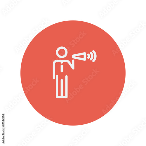 Man with megaphone thin line icon