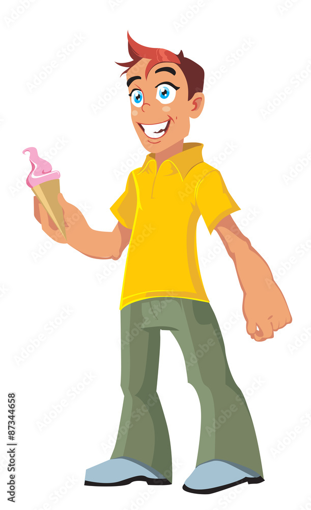 vector smiling boy and ice-cream vector smiling boy and ice-cream