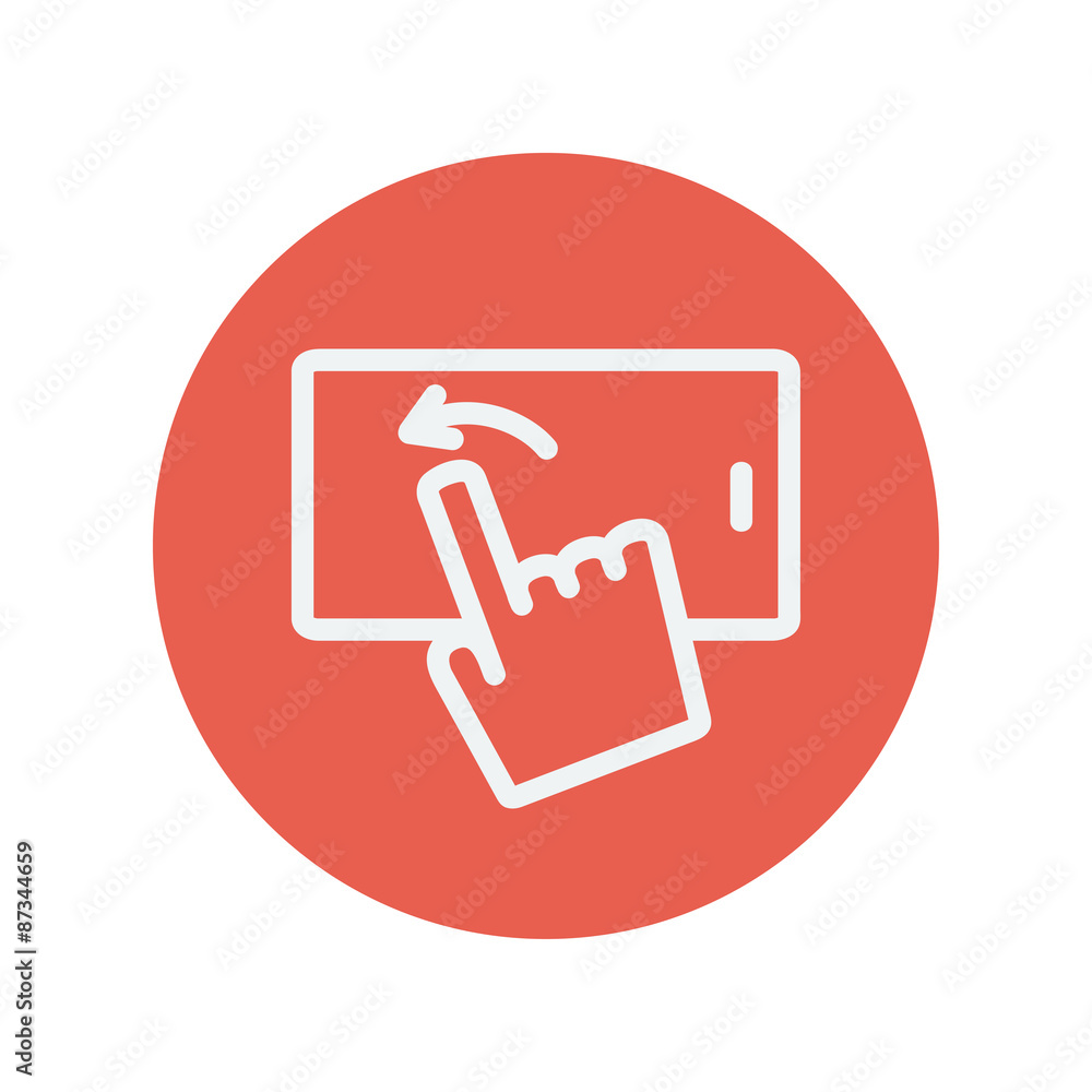 Hand browsing in cellphone thin line icon Hand browsing in cellphone thin line icon