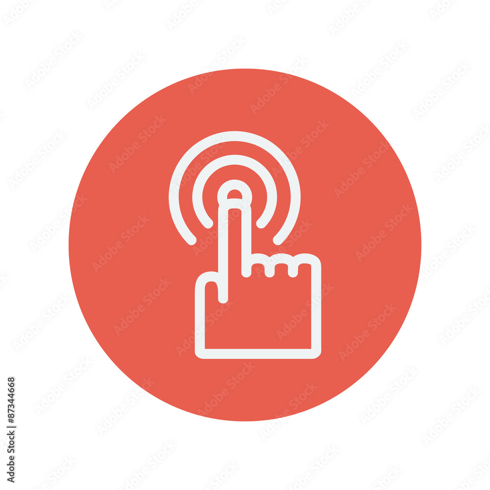 Finger pressing circles thin line icon Finger pressing circles thin line icon
