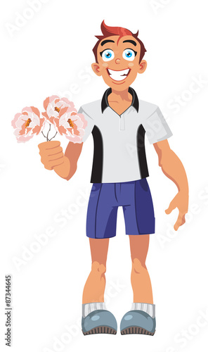 Boy with flowers