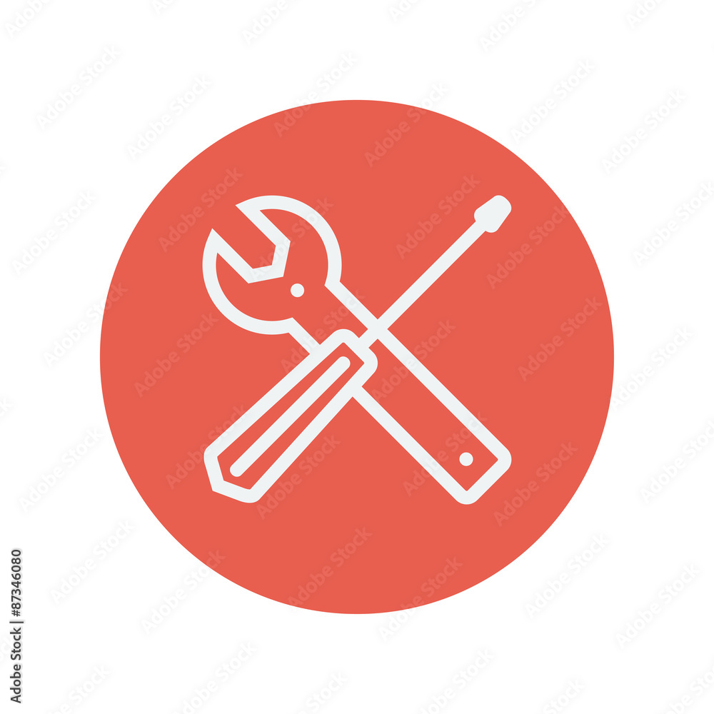 Screw driver and wrench tools thin line icon Screw driver and wrench tools thin line icon