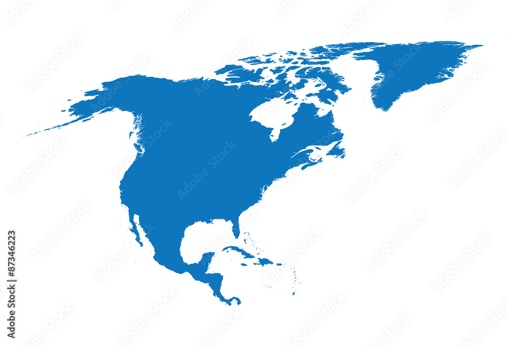 blue map of North America