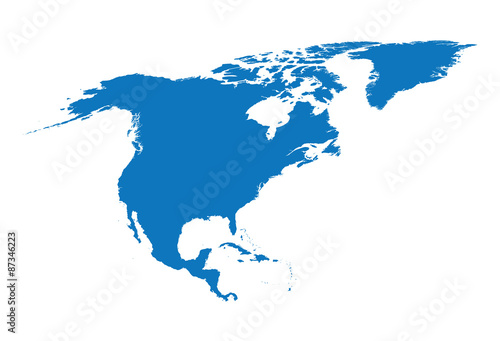 blue map of North America