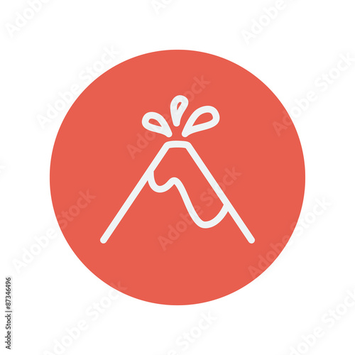 Volcano exploding thin line icon