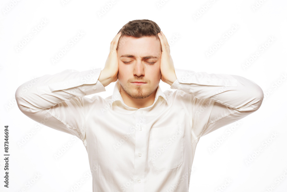 business man with a headache or problem business man with a headache or problem
