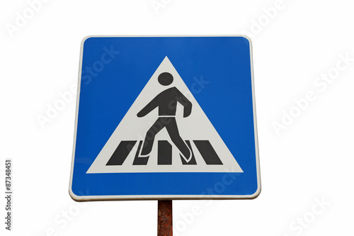 Blue Pedestrain Crossing Sign