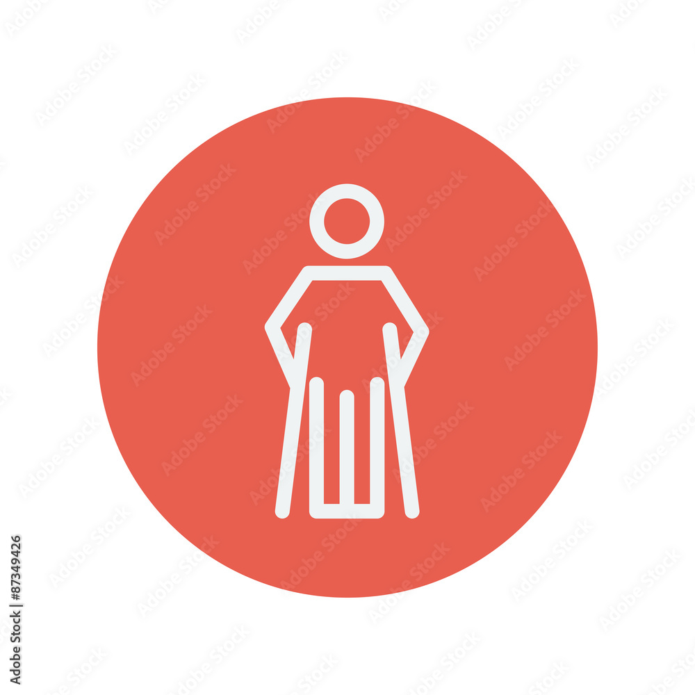 Injured man with crutches thin line icon Injured man with crutches thin line icon