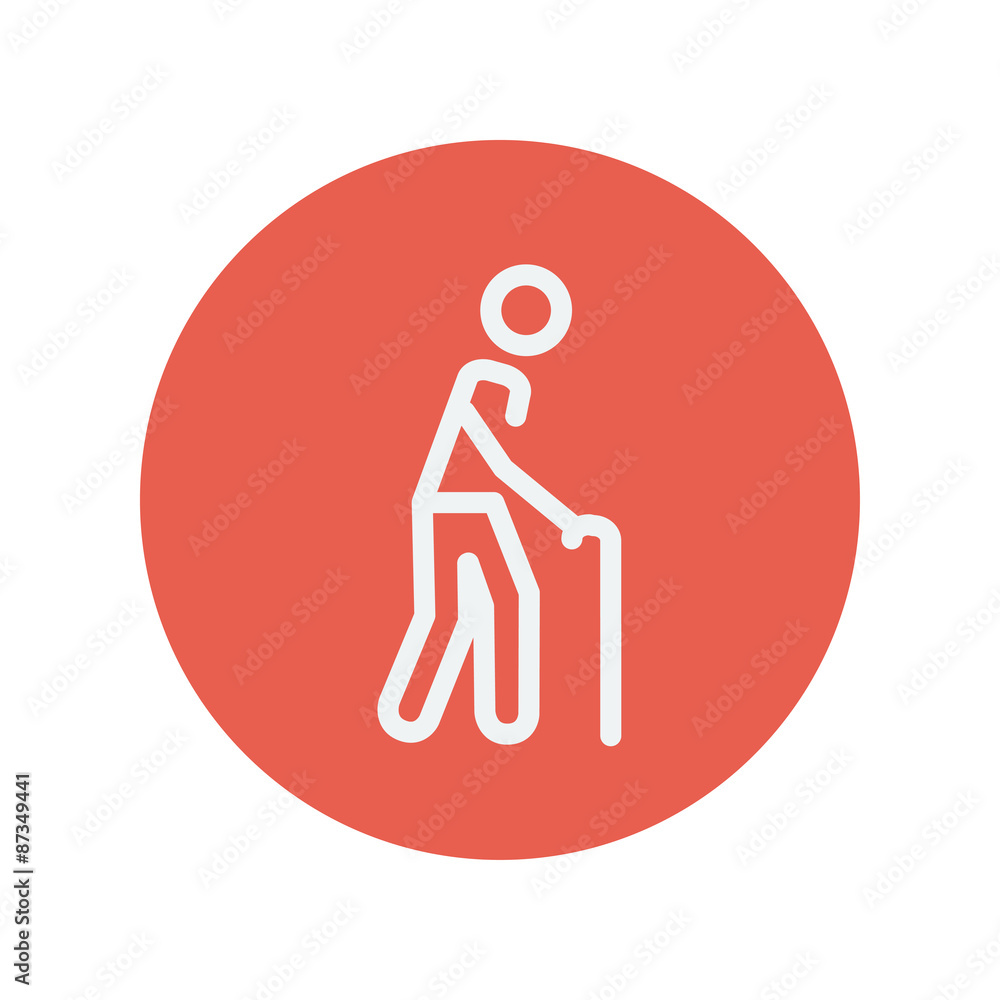Man with cane thin line icon Man with cane thin line icon