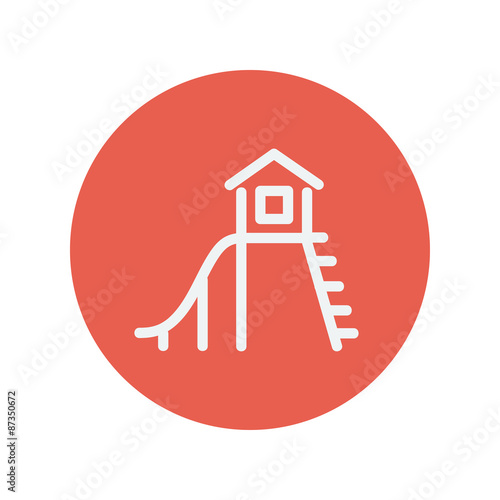 Playhouse with slide thin line icon