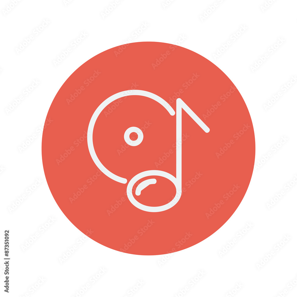 Note with phonograph record thin line icon Note with phonograph record thin line icon