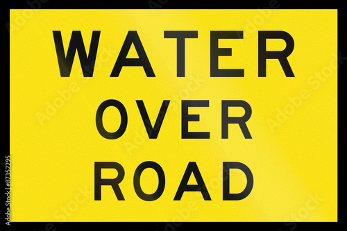 An Australian temporary road sign - Water over road