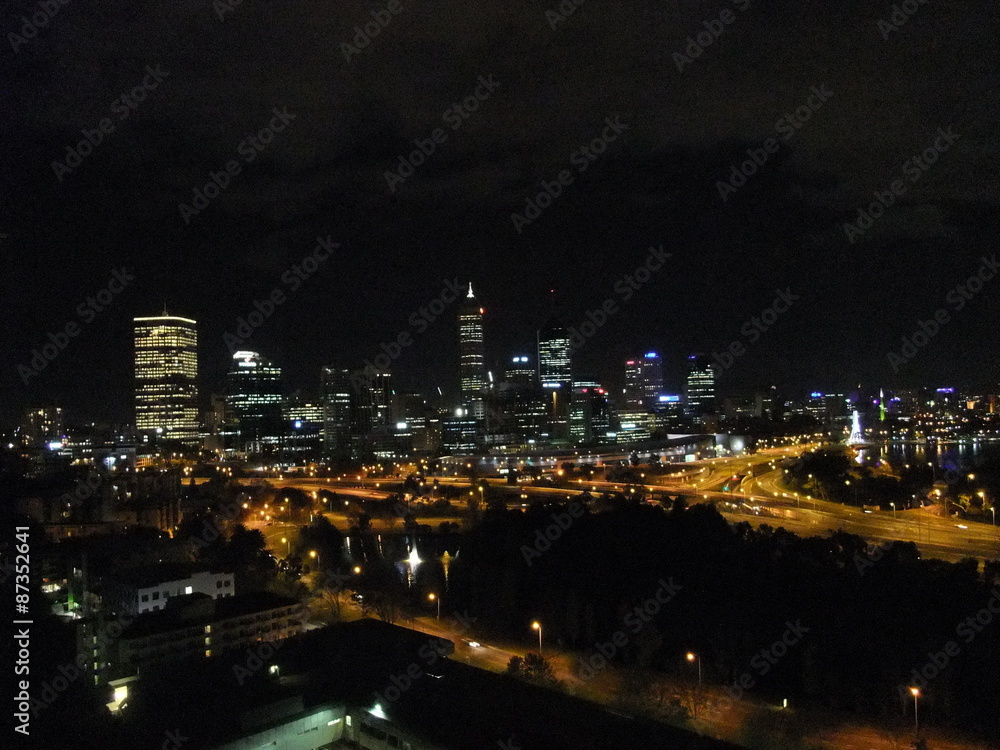 Perth Skyline at night in Western Australia
