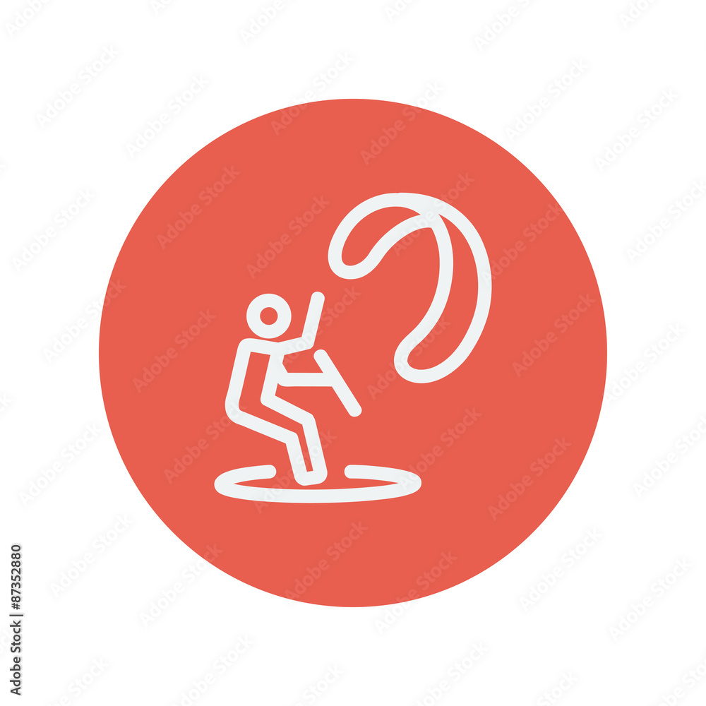 Kitesurfing thin line icon Kitesurfing thin line icon