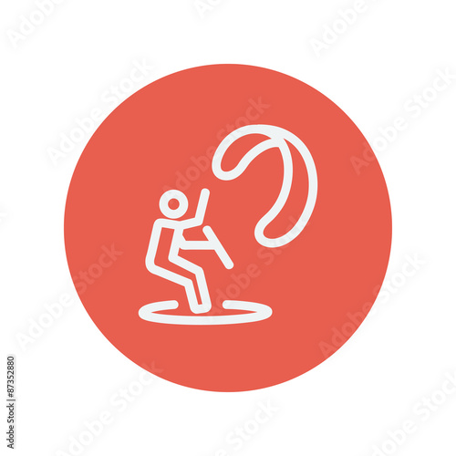 Kitesurfing thin line icon