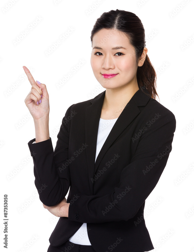 Businesswoman with finger point up Businesswoman with finger point up